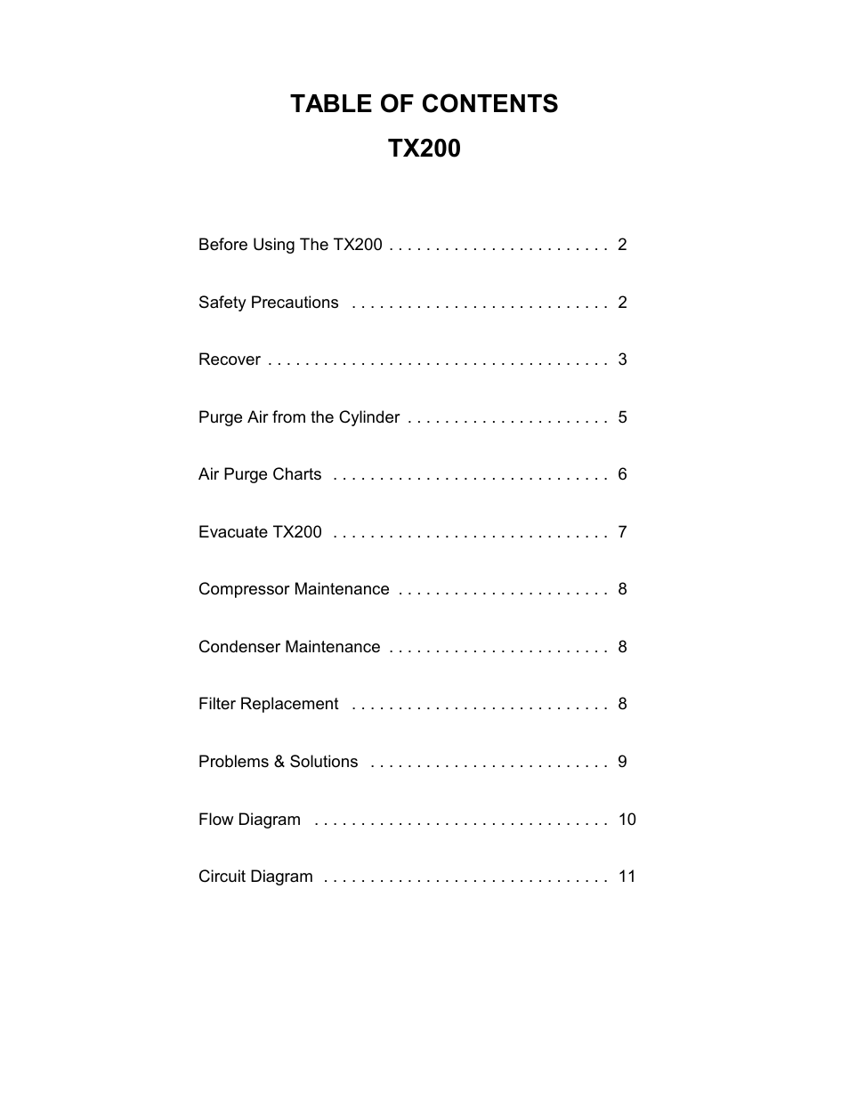 Table of contents tx200 | MAHLE RTI TX200 User Manual | Page 2 / 12