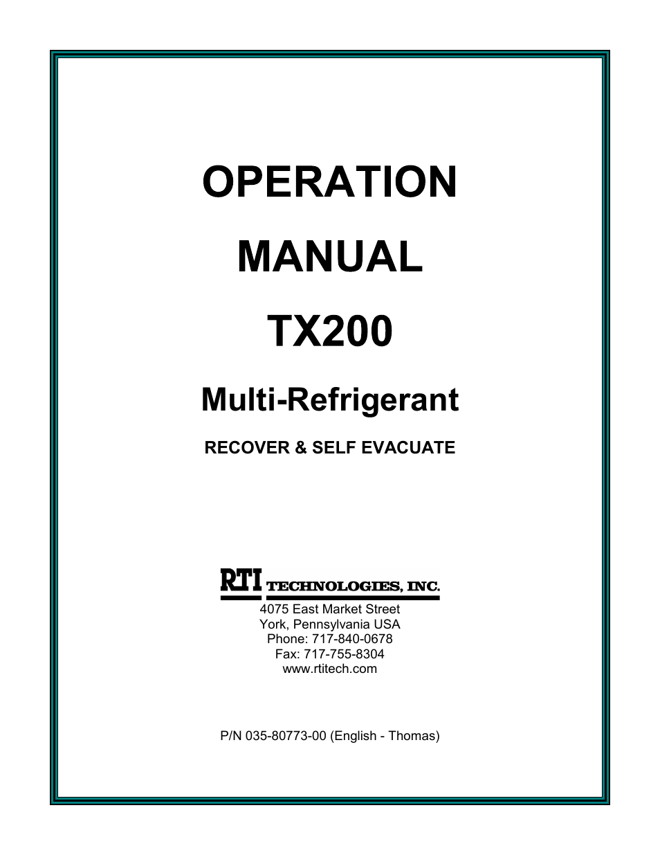 MAHLE RTI TX200 User Manual | 11 pages