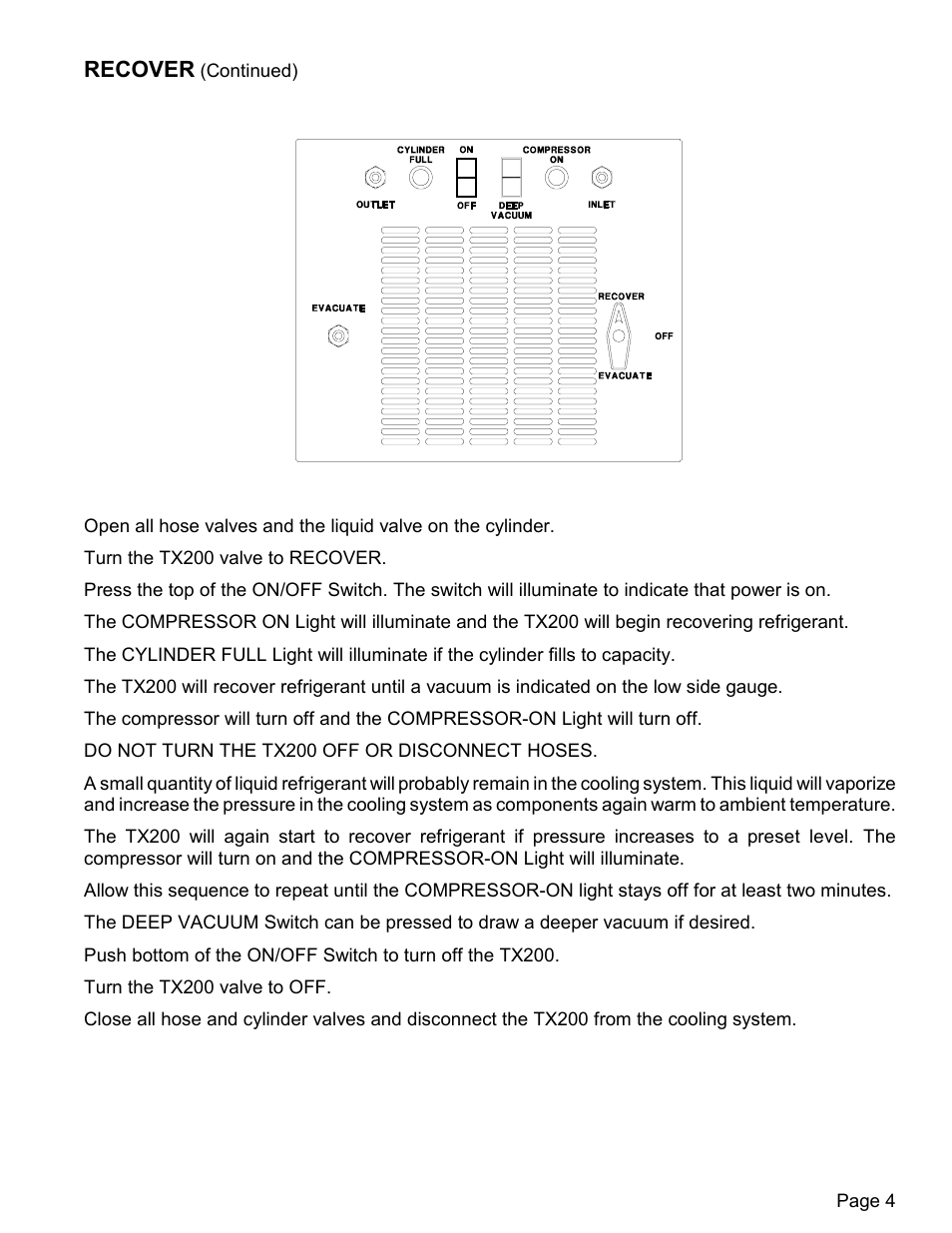 Recover | MAHLE RTI TX200 User Manual | Page 5 / 11