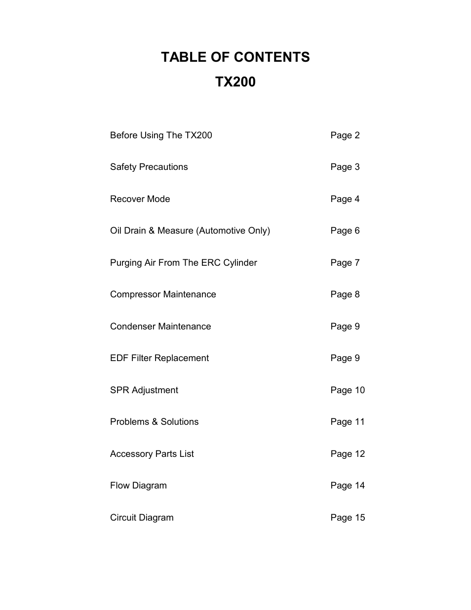 Table of contents ! ! ! ! tx200 | MAHLE RTI TX200 User Manual | Page 2 / 15