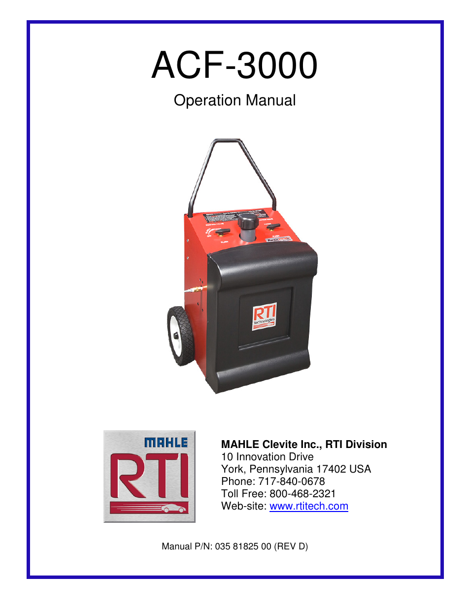 MAHLE RTI ACF-3000 User Manual | 17 pages