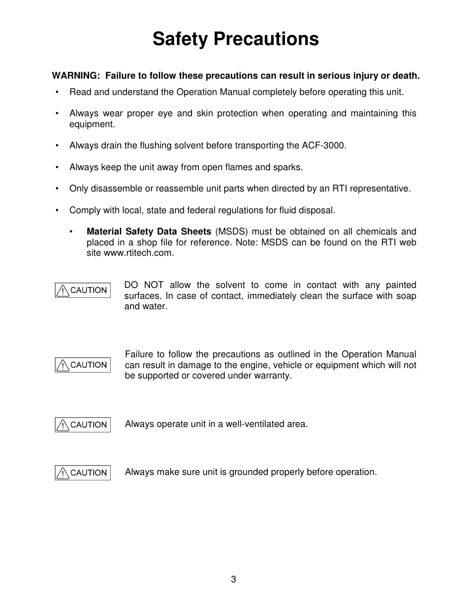 Safety precautions | MAHLE RTI ACF-3000 User Manual | Page 4 / 17