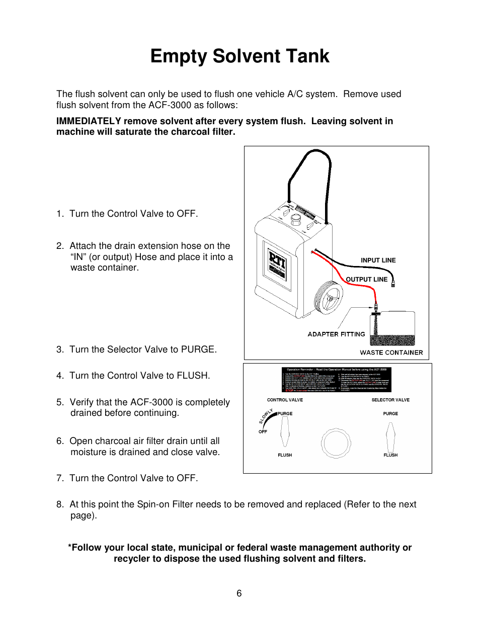 Empty solvent tank | MAHLE RTI ACF-3000 User Manual | Page 7 / 17