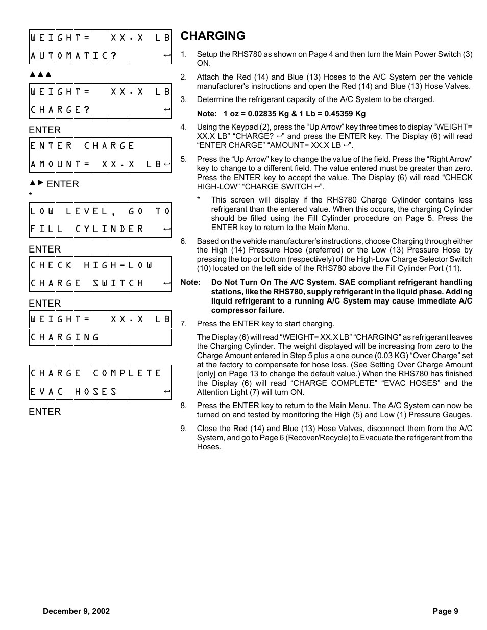 Charging | MAHLE RTI RHS780 User Manual | Page 10 / 18