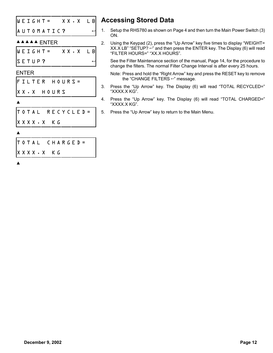 Accessing stored data | MAHLE RTI RHS780 User Manual | Page 13 / 18