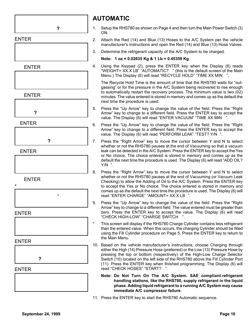 Automatic | MAHLE RTI RHS780 User Manual | Page 11 / 15