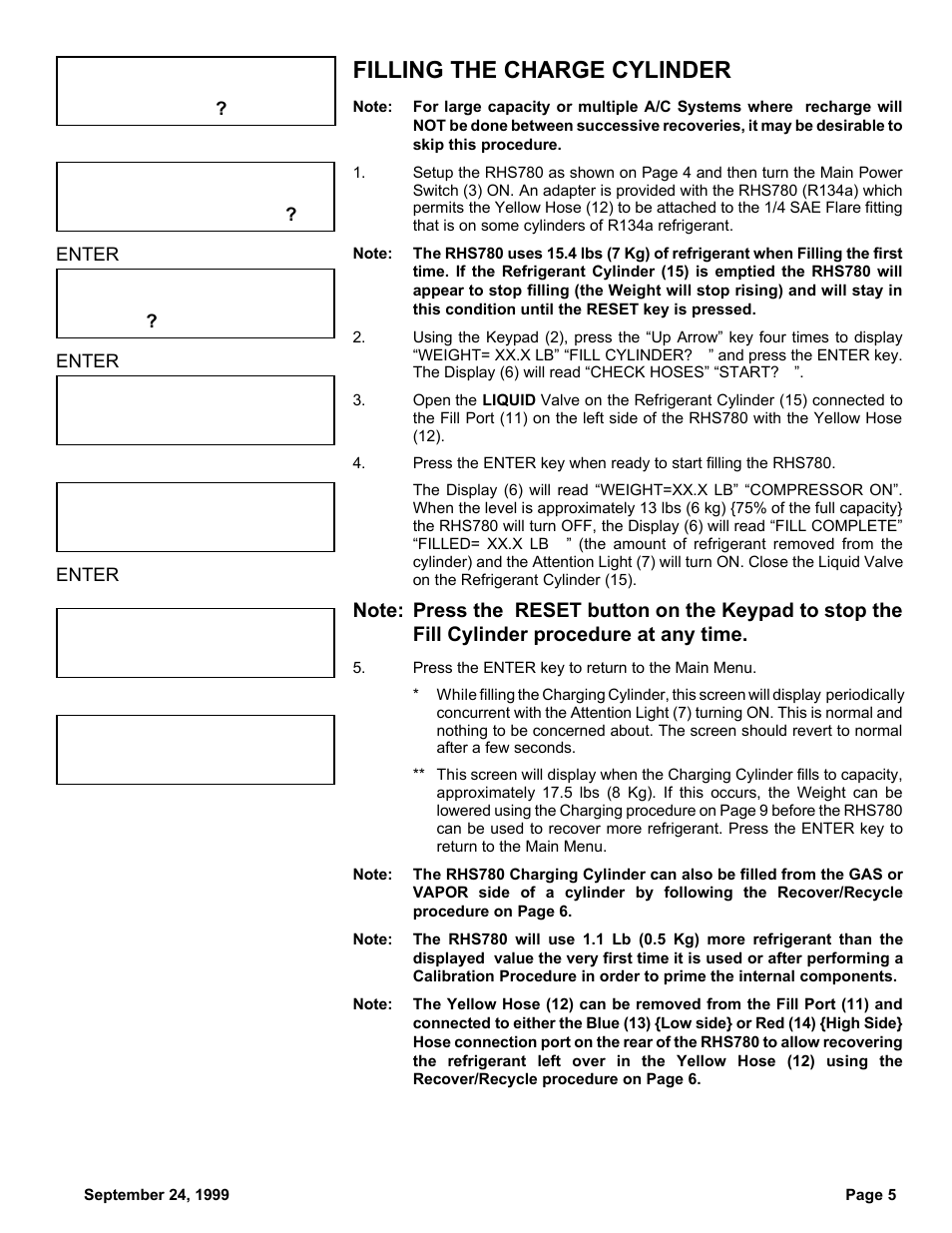 Filling the charge cylinder | MAHLE RTI RHS780 User Manual | Page 6 / 15