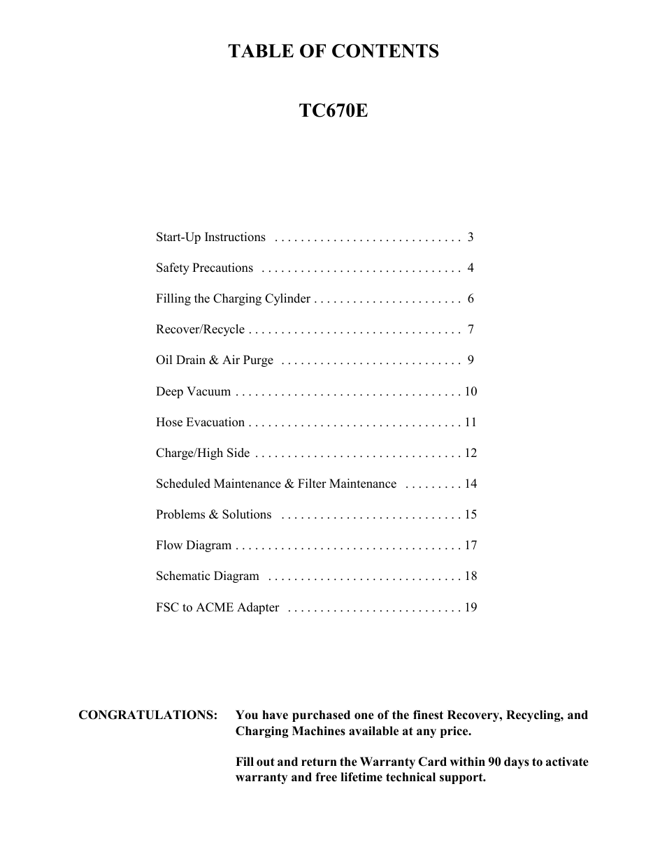 Table of contents tc670e | MAHLE RTI TC670E User Manual | Page 3 / 20