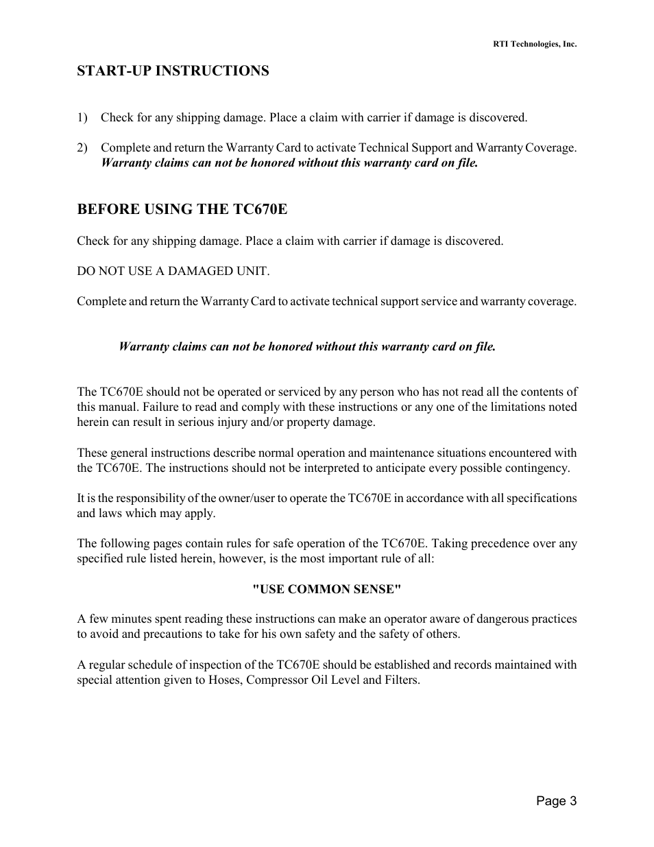 Before using the tc670e | MAHLE RTI TC670E User Manual | Page 4 / 20