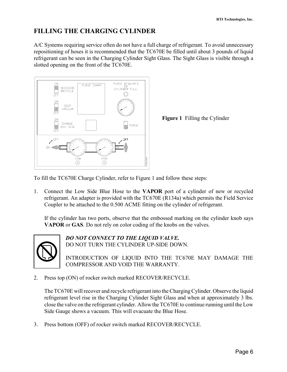 Filling the charging cylinder | MAHLE RTI TC670E User Manual | Page 7 / 20