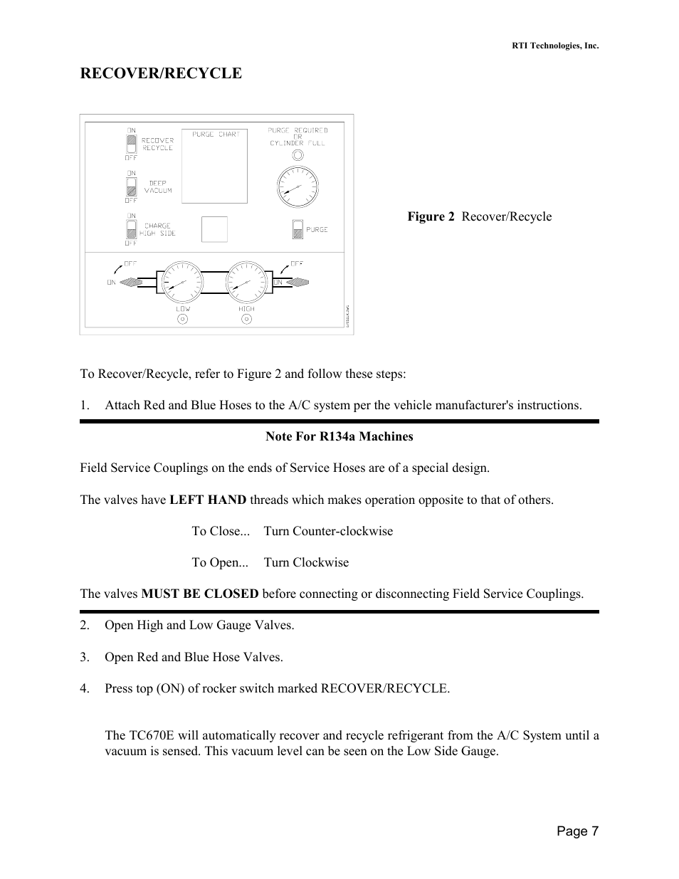 Recover/recycle | MAHLE RTI TC670E User Manual | Page 8 / 20