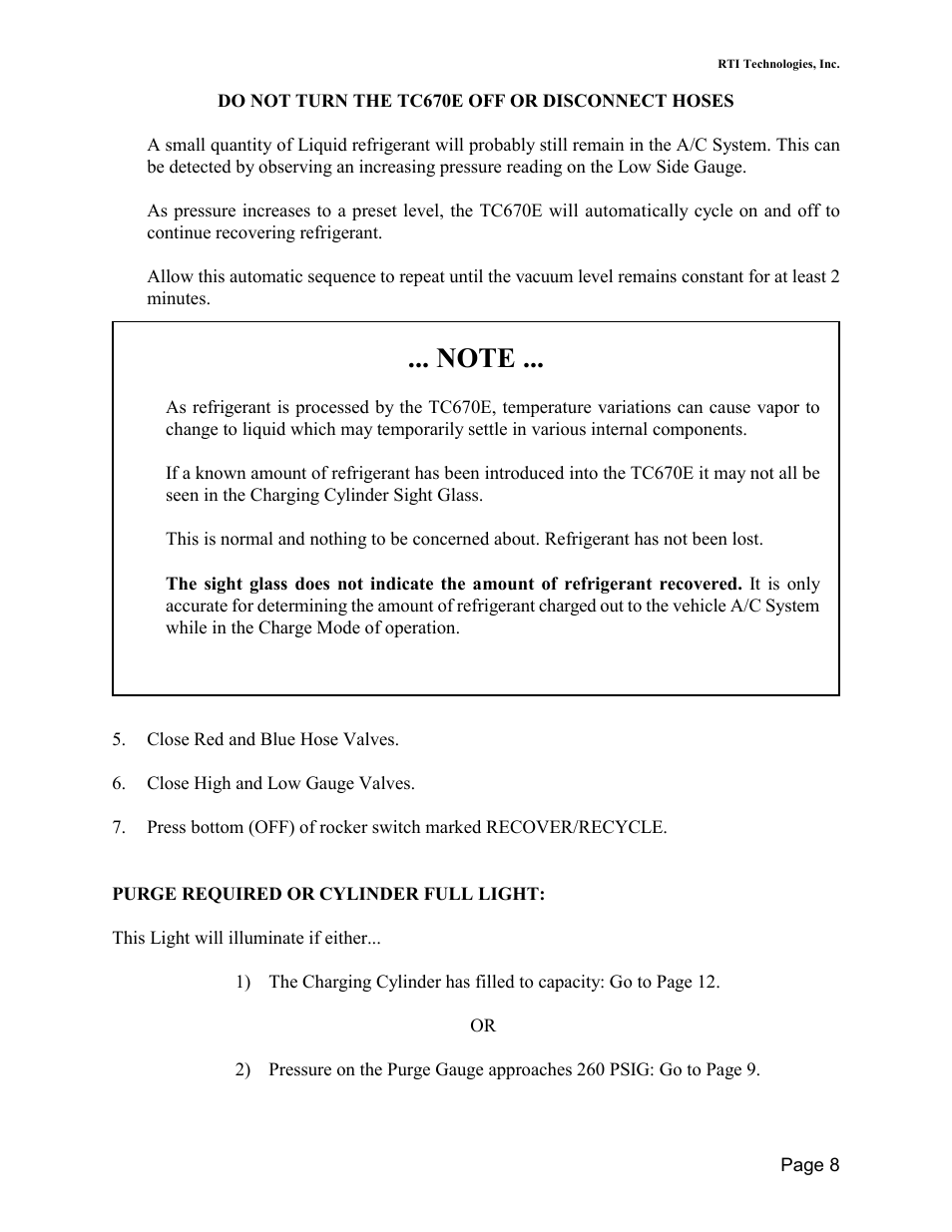 MAHLE RTI TC670E User Manual | Page 9 / 20