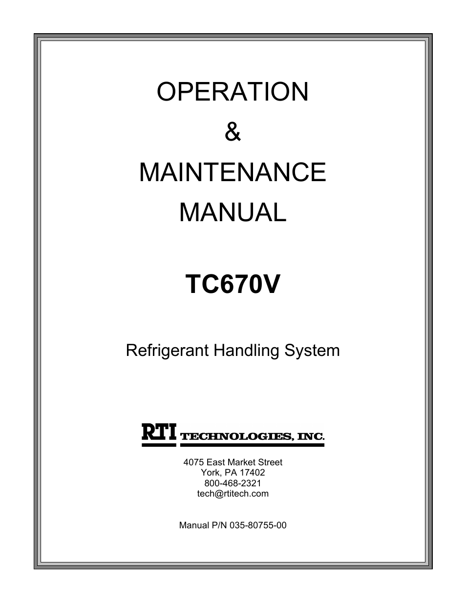 MAHLE RTI TC670V User Manual | 20 pages