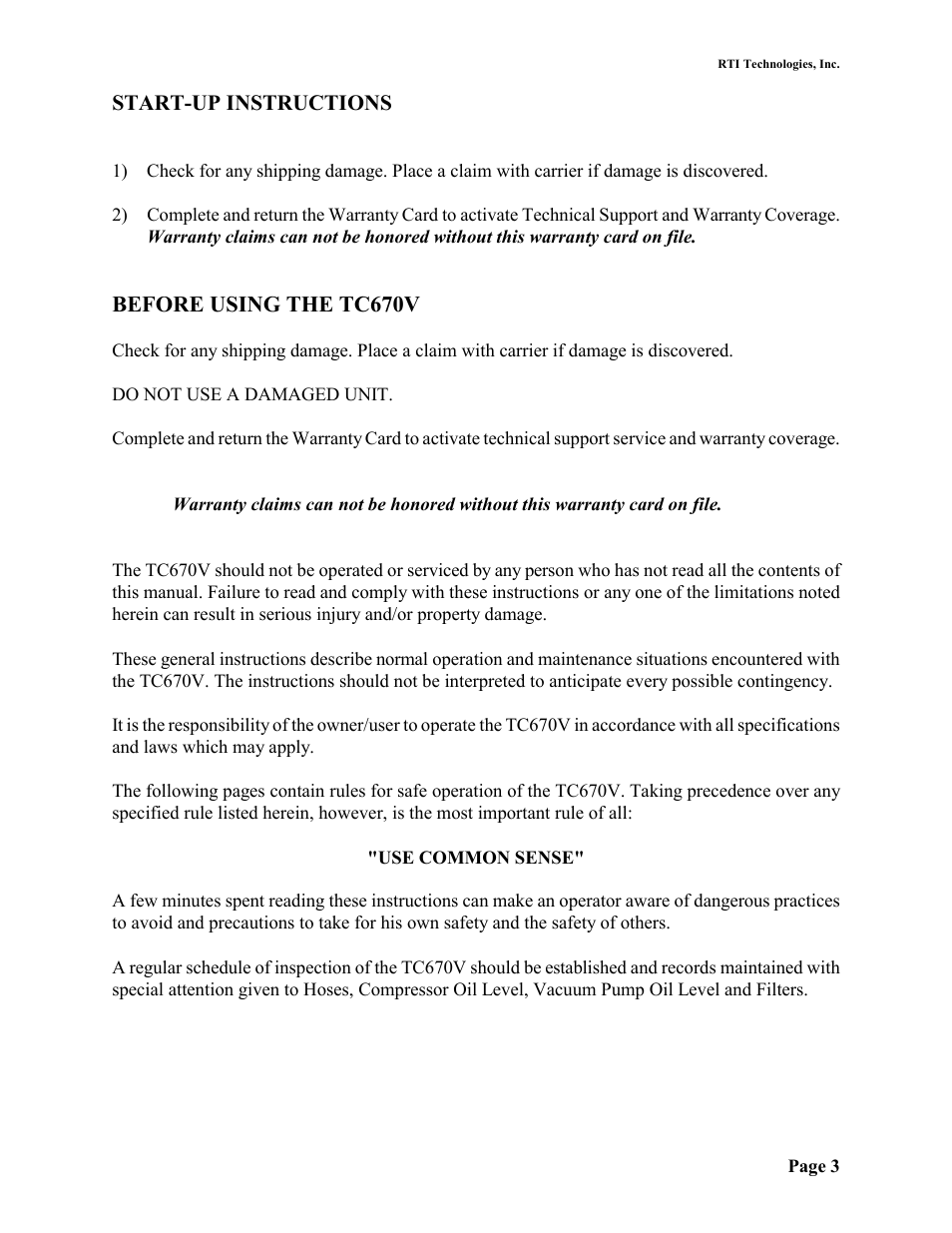 Before using the tc670v | MAHLE RTI TC670V User Manual | Page 4 / 20
