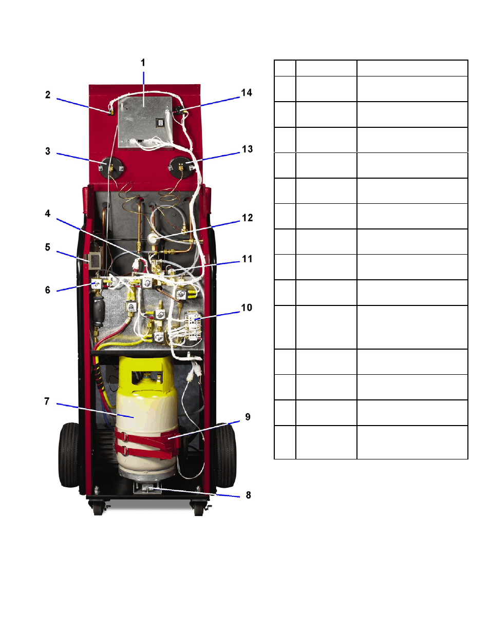 Parts identification - front view | MAHLE RTI RHS730 (Rev A) User Manual | Page 18 / 20