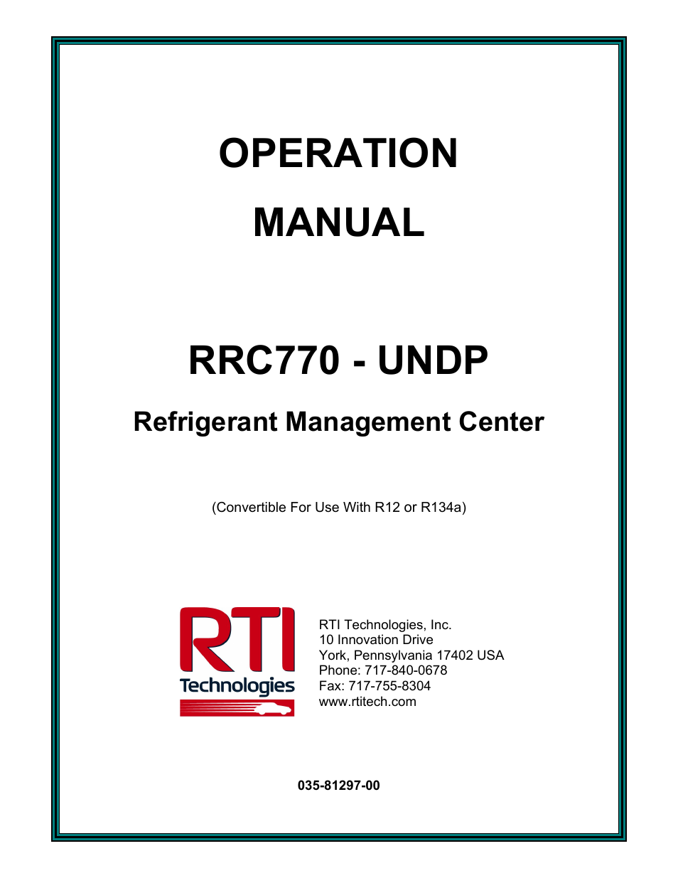 MAHLE RTI RRC770A User Manual | 21 pages