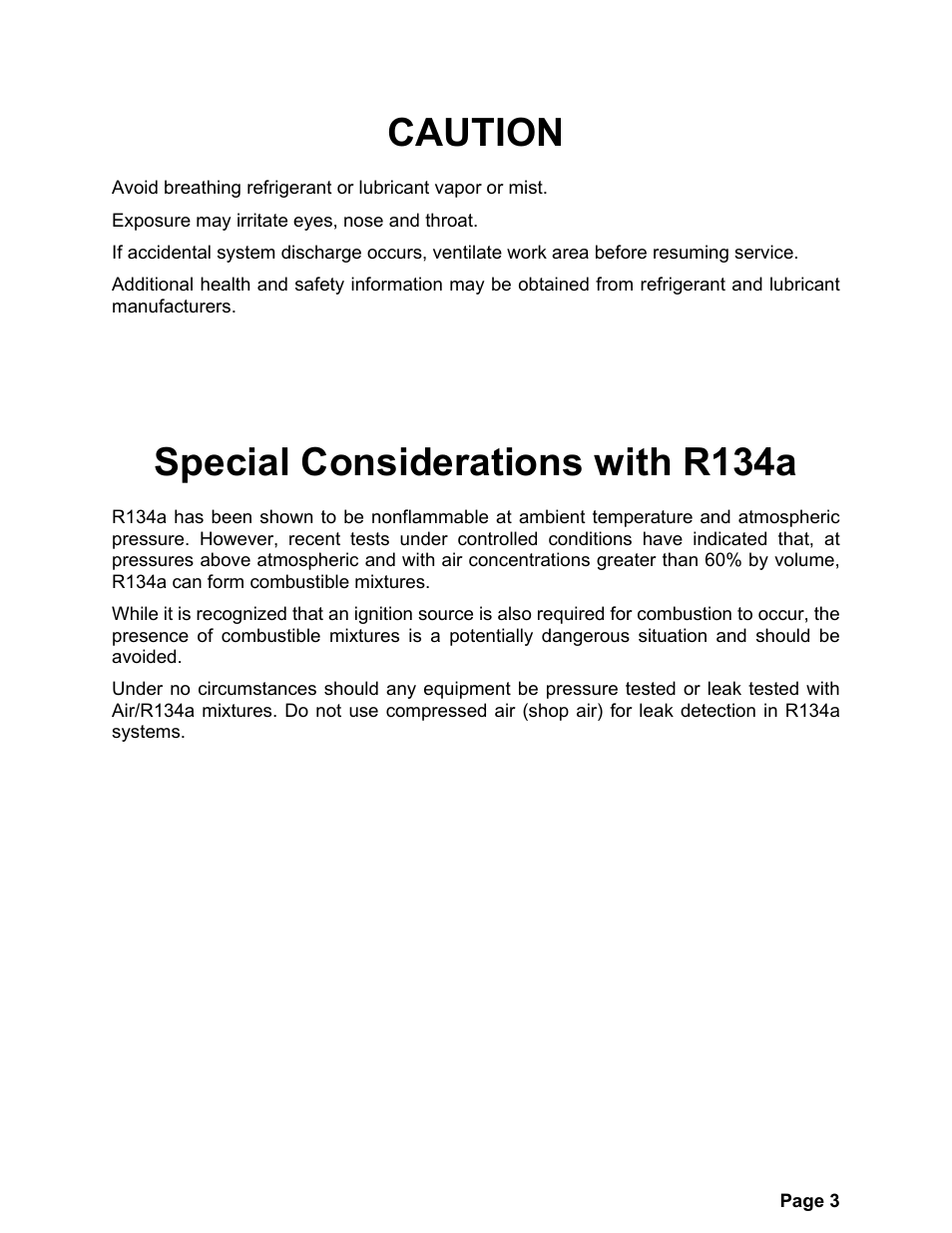 Caution, Special considerations with r134a | MAHLE RTI RRC770A User Manual | Page 6 / 21