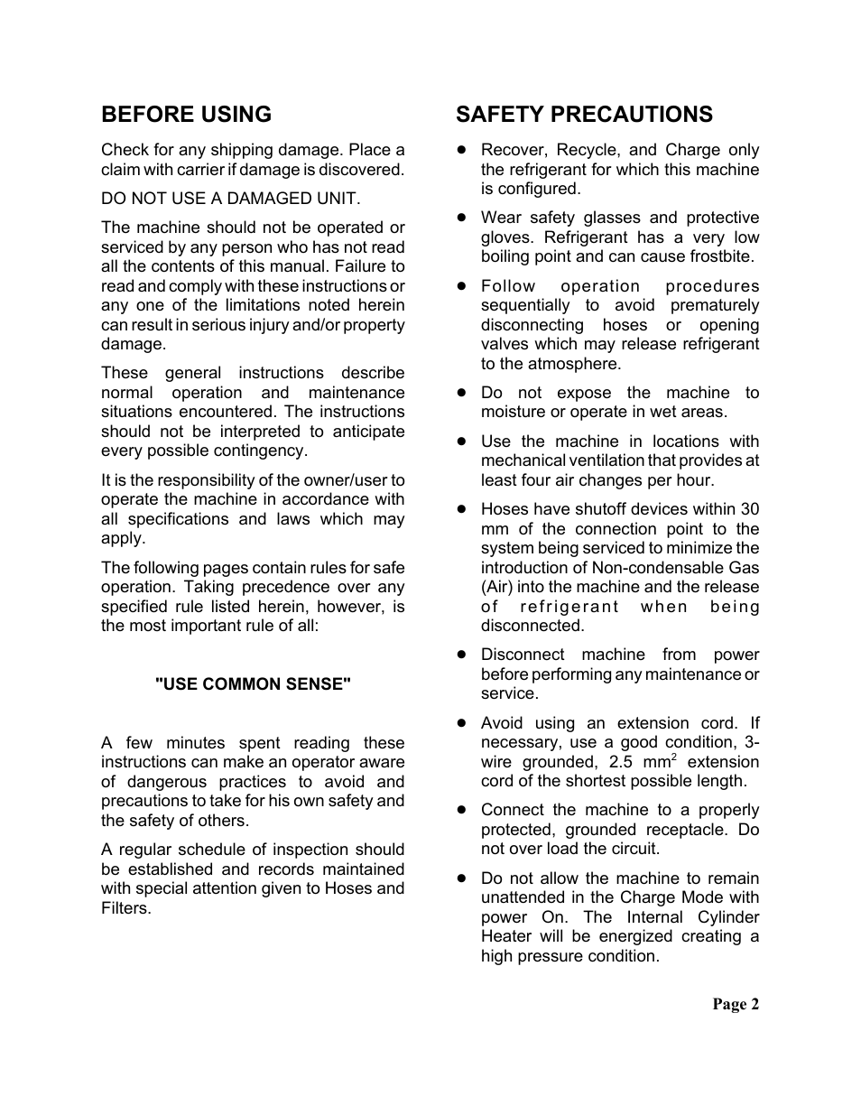 Before using, Safety precautions | MAHLE RTI RRC750-SP1 User Manual | Page 3 / 12