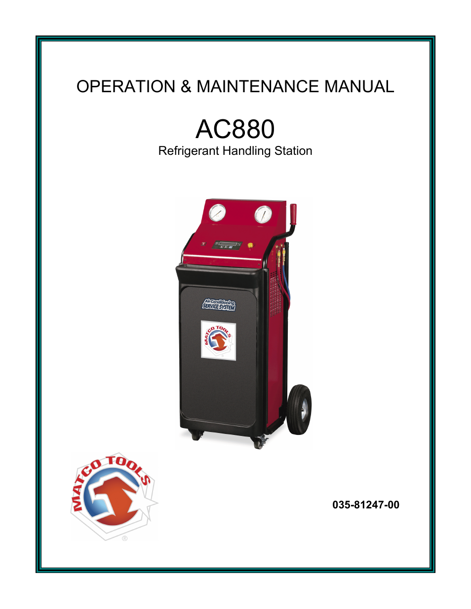 MAHLE RTI Matco AC880 User Manual | 18 pages