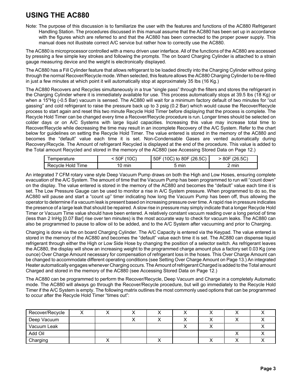 Using the ac880 | MAHLE RTI Matco AC880 User Manual | Page 4 / 18