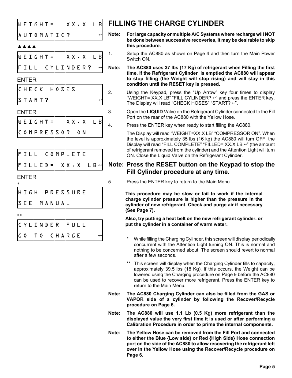 Filling the charge cylinder | MAHLE RTI Matco AC880 User Manual | Page 6 / 18