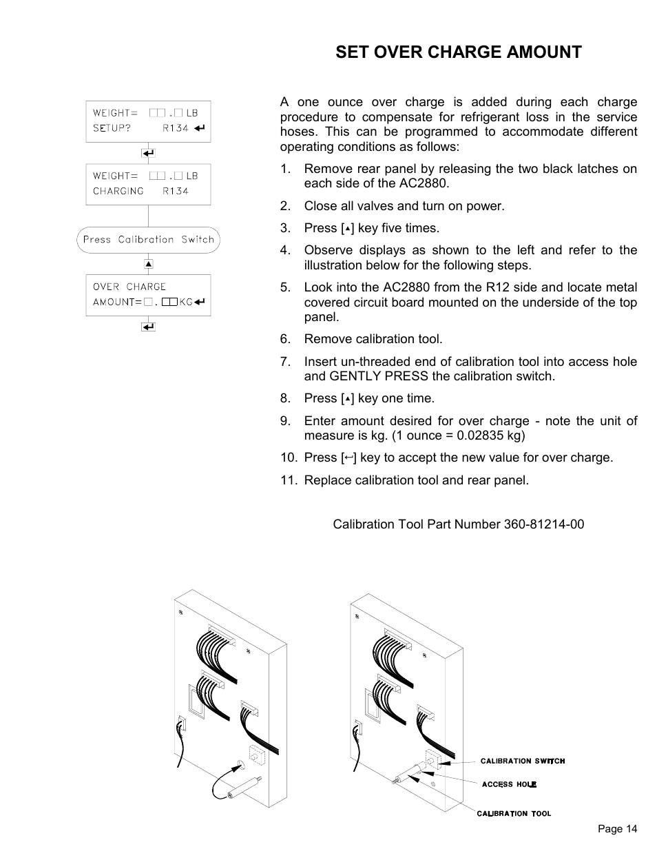 Set over charge amount | MAHLE RTI Matco AC2880 User Manual | Page 16 / 21