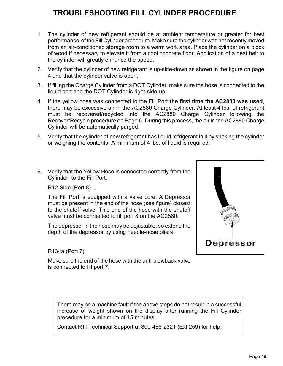 Troubleshooting fill cylinder procedure | MAHLE RTI Matco AC2880 User Manual | Page 21 / 21