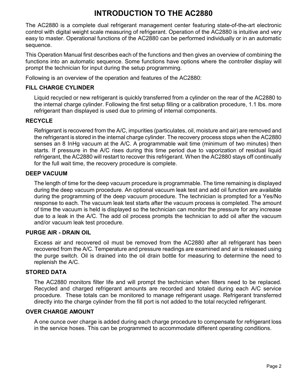 Introduction to the ac2880 | MAHLE RTI Matco AC2880 User Manual | Page 4 / 21