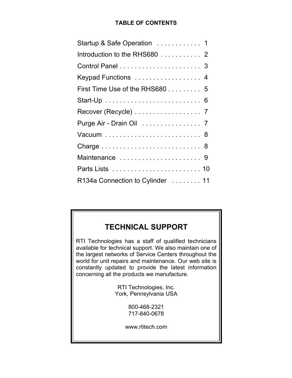 Technical support | MAHLE RTI RHS680 User Manual | Page 2 / 13