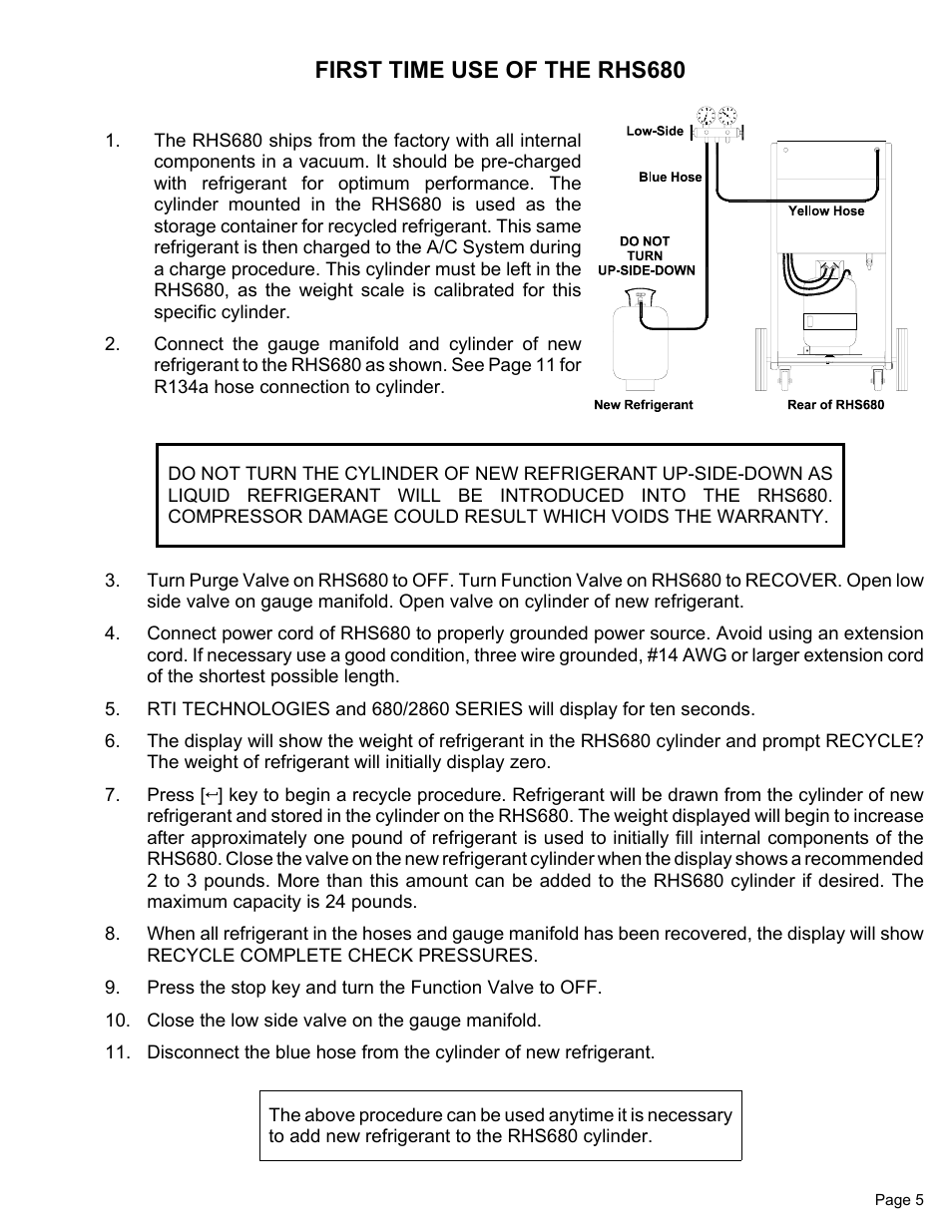 First time use of the rhs680 | MAHLE RTI RHS680 User Manual | Page 7 / 13
