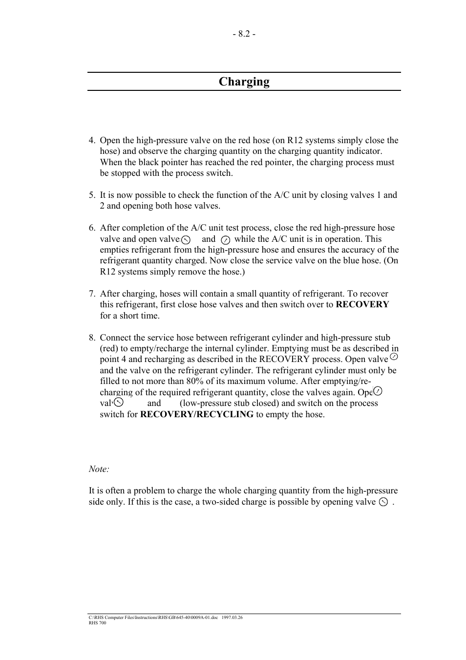 Charging | MAHLE RTI RHS700 User Manual | Page 15 / 34