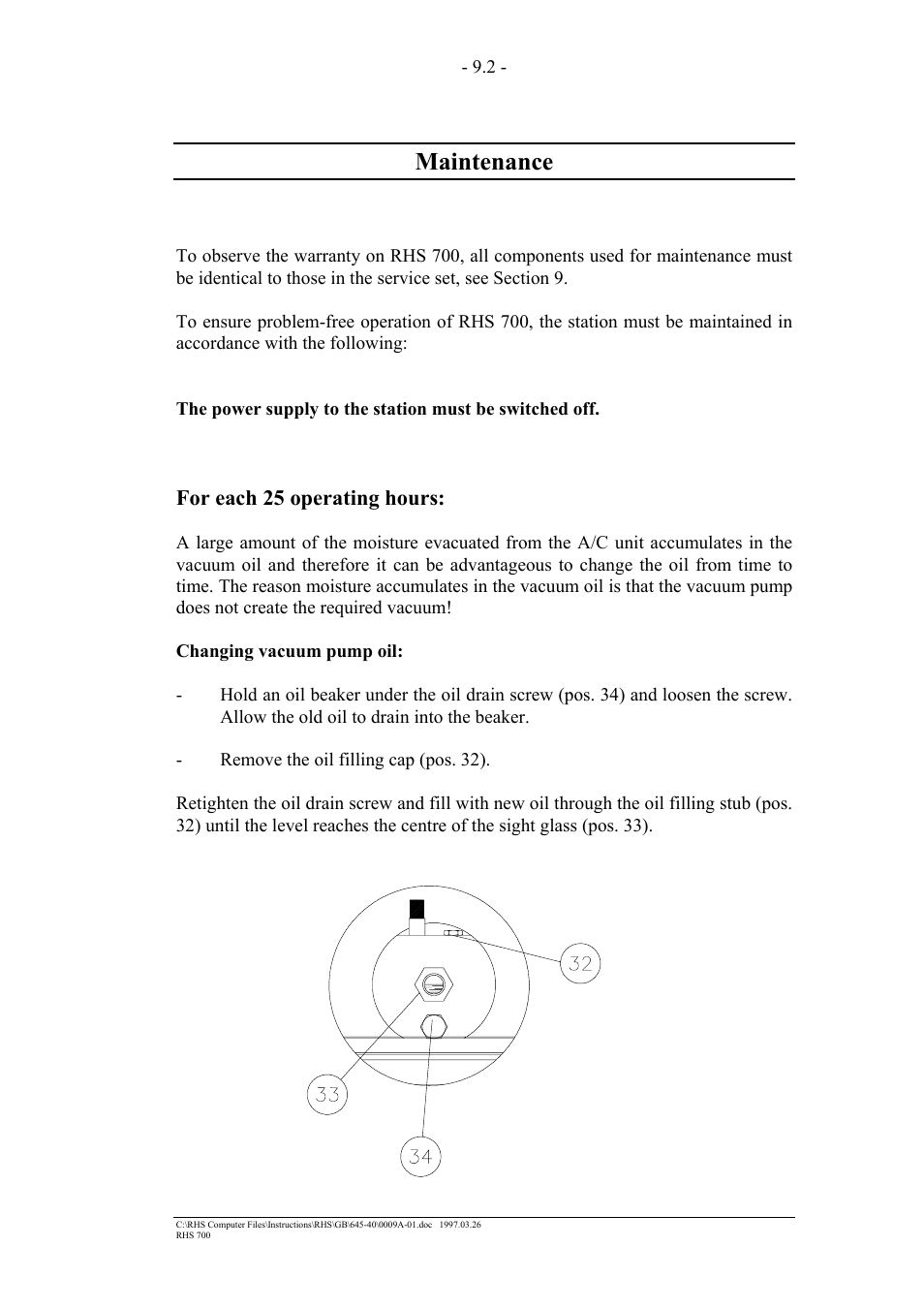 Maintenance | MAHLE RTI RHS700 User Manual | Page 17 / 34