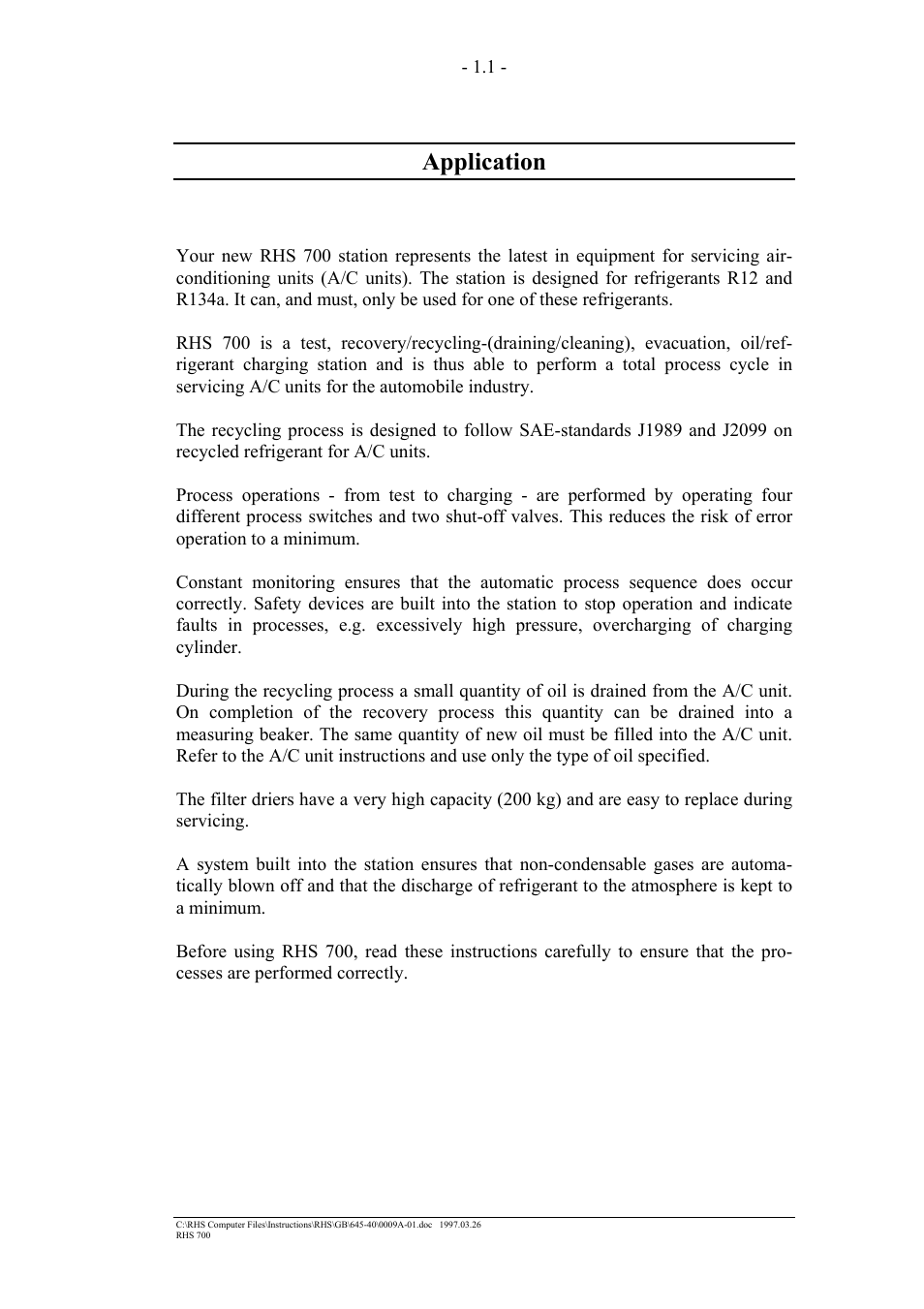 Application | MAHLE RTI RHS700 User Manual | Page 3 / 34