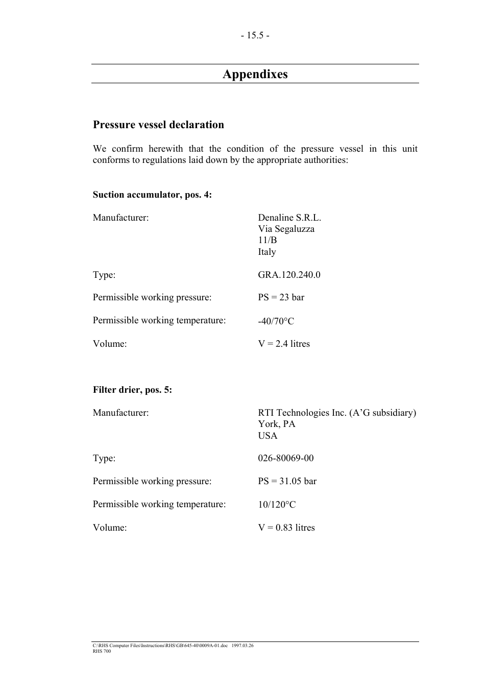 Appendixes | MAHLE RTI RHS700 User Manual | Page 33 / 34