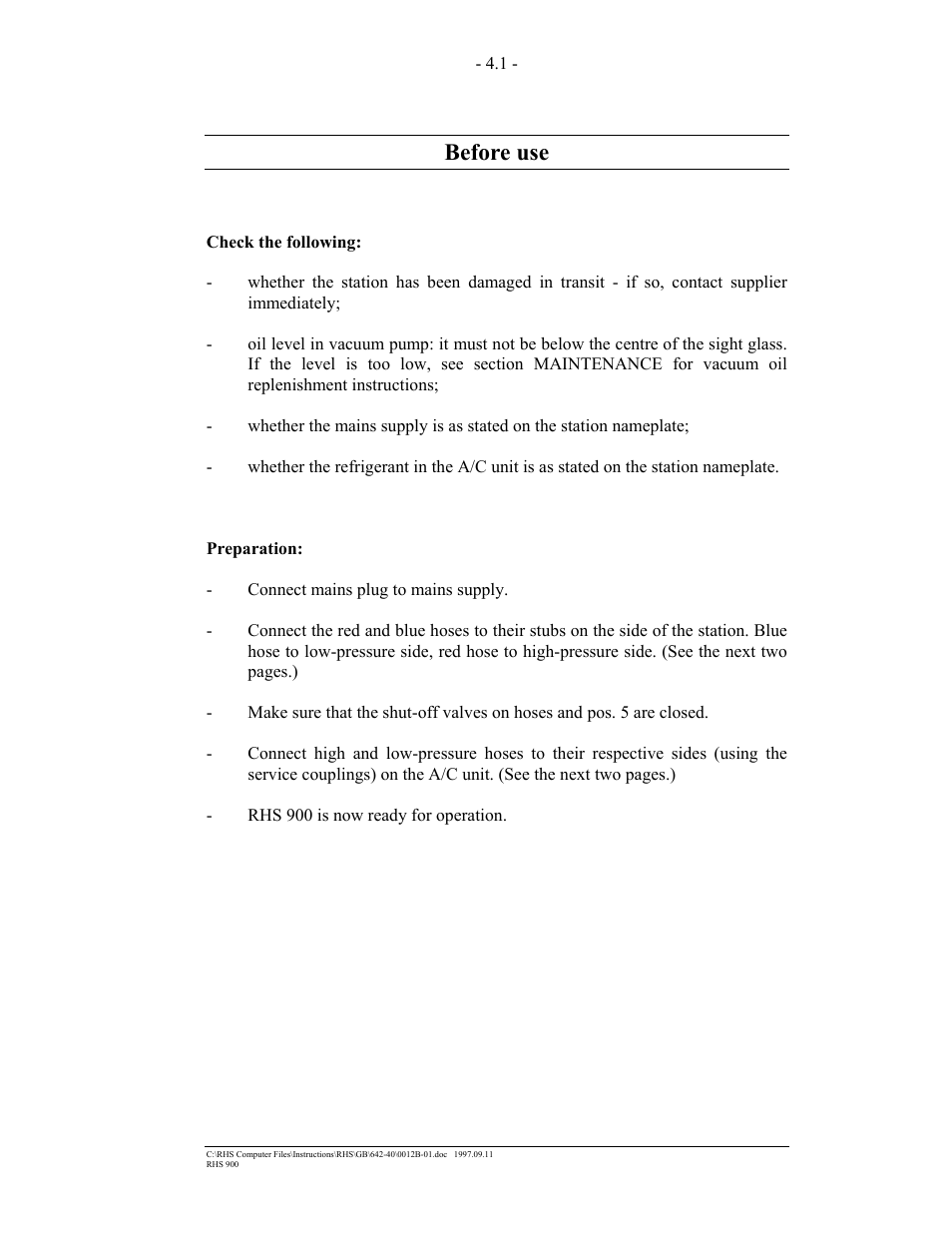 Before use | MAHLE RTI RHS900 User Manual | Page 10 / 50