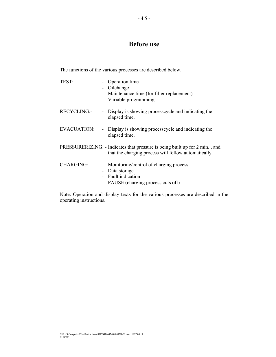 Before use | MAHLE RTI RHS900 User Manual | Page 14 / 50