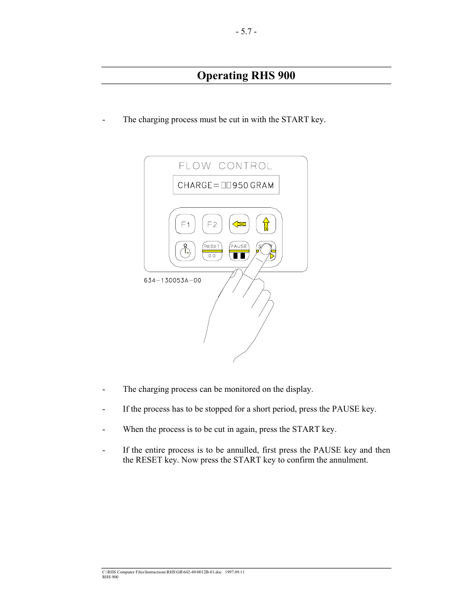 Operating rhs 900 | MAHLE RTI RHS900 User Manual | Page 21 / 50