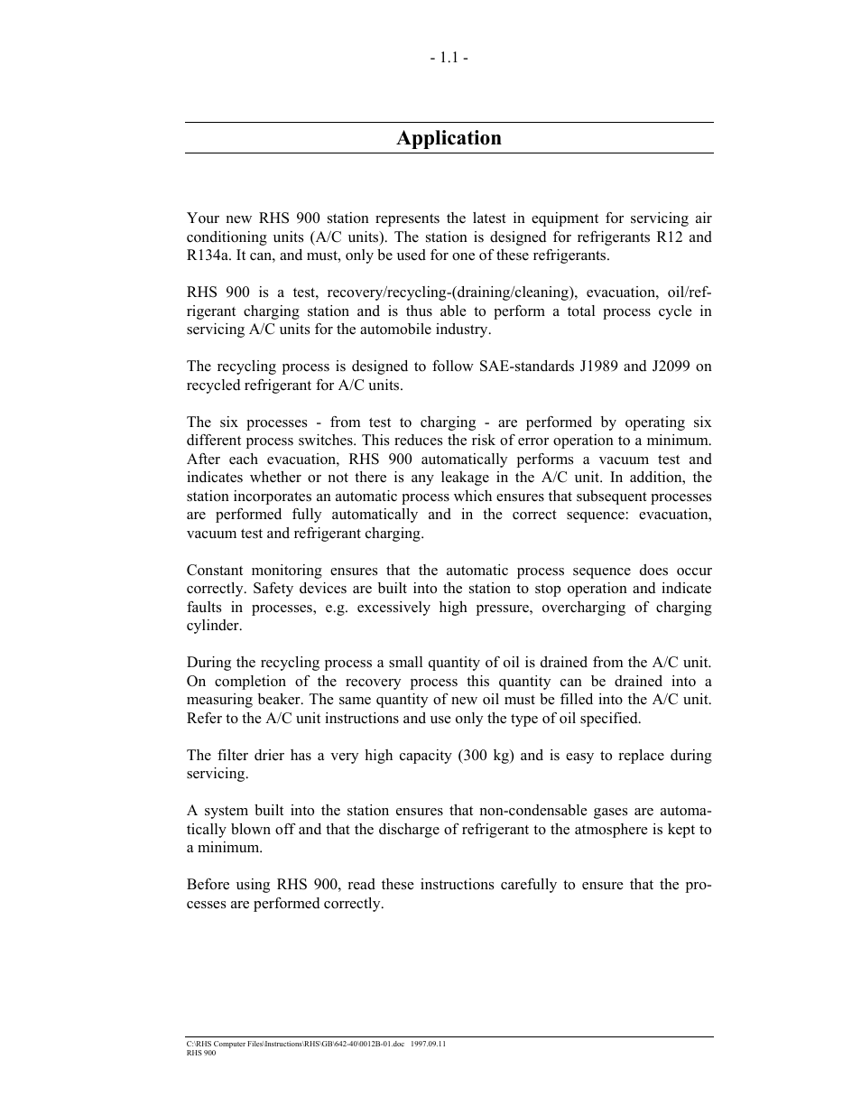 Application | MAHLE RTI RHS900 User Manual | Page 3 / 50