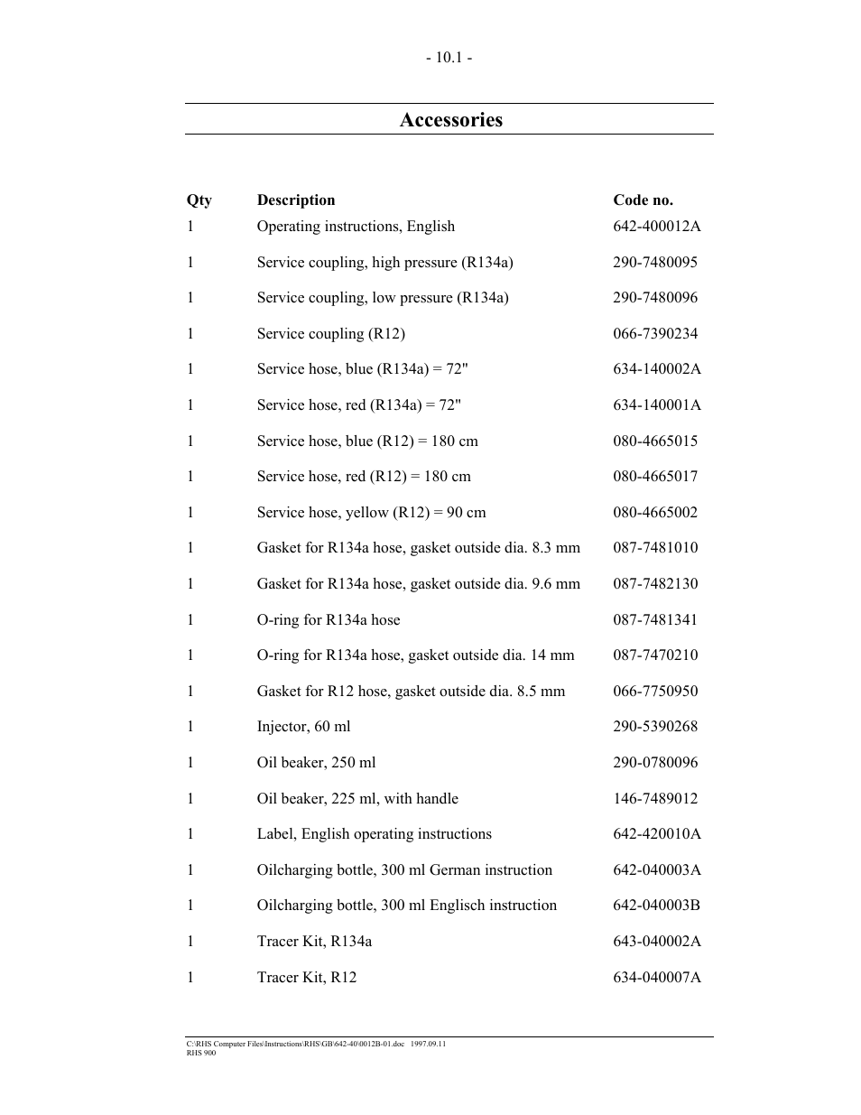 Accessories | MAHLE RTI RHS900 User Manual | Page 39 / 50