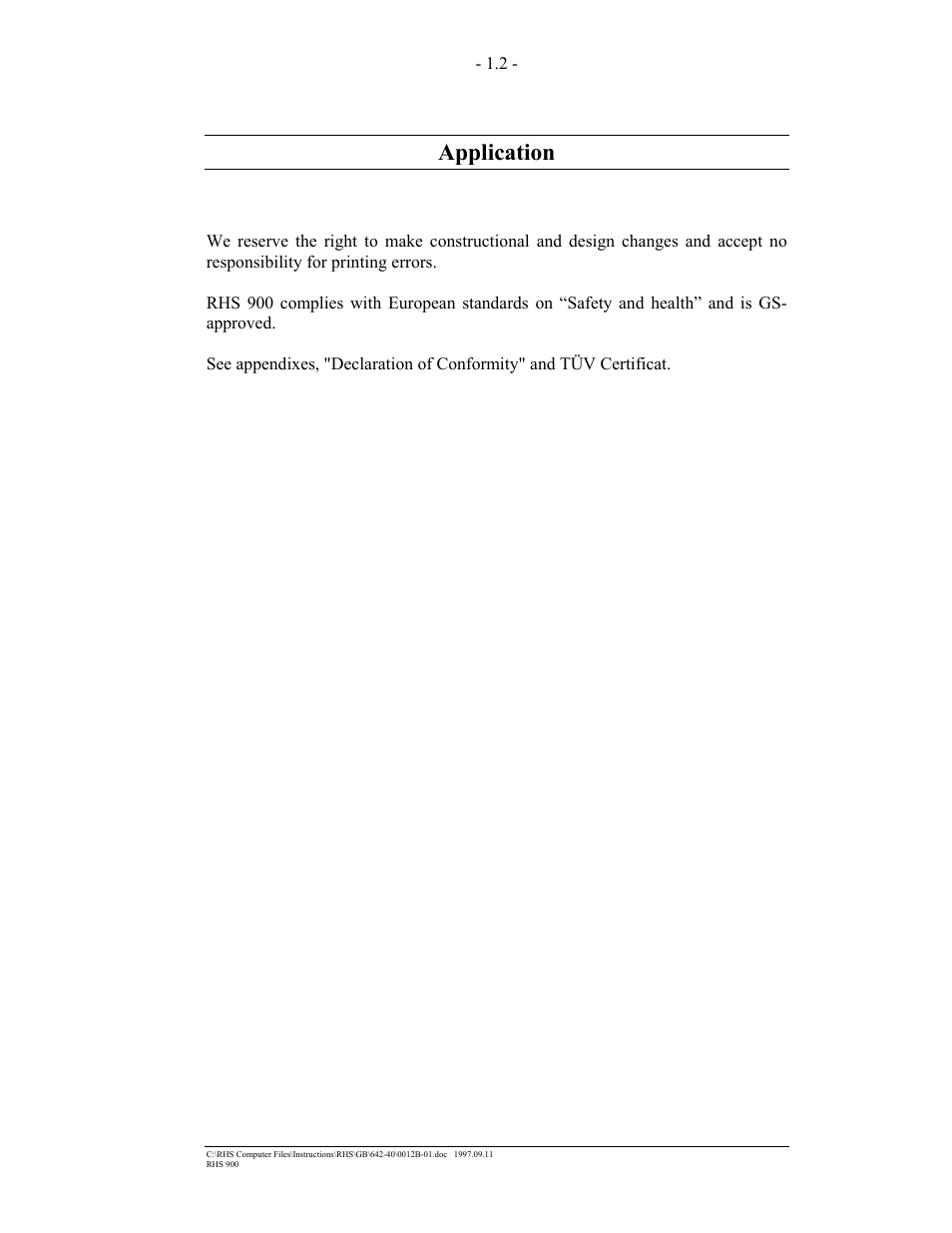 Application | MAHLE RTI RHS900 User Manual | Page 4 / 50