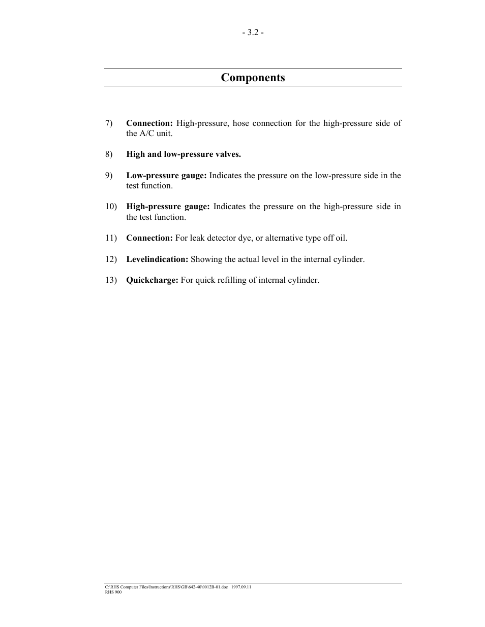 Components | MAHLE RTI RHS900 User Manual | Page 7 / 50