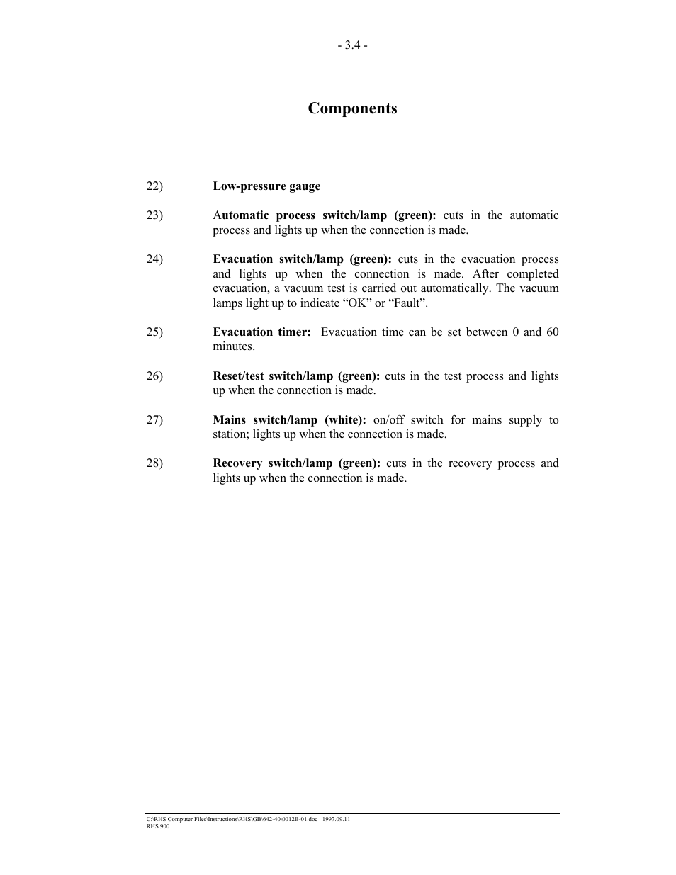 Components | MAHLE RTI RHS900 User Manual | Page 9 / 50