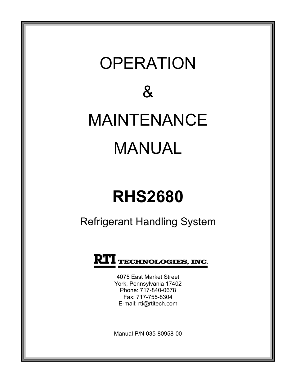 MAHLE RTI RHS2680 User Manual | 13 pages