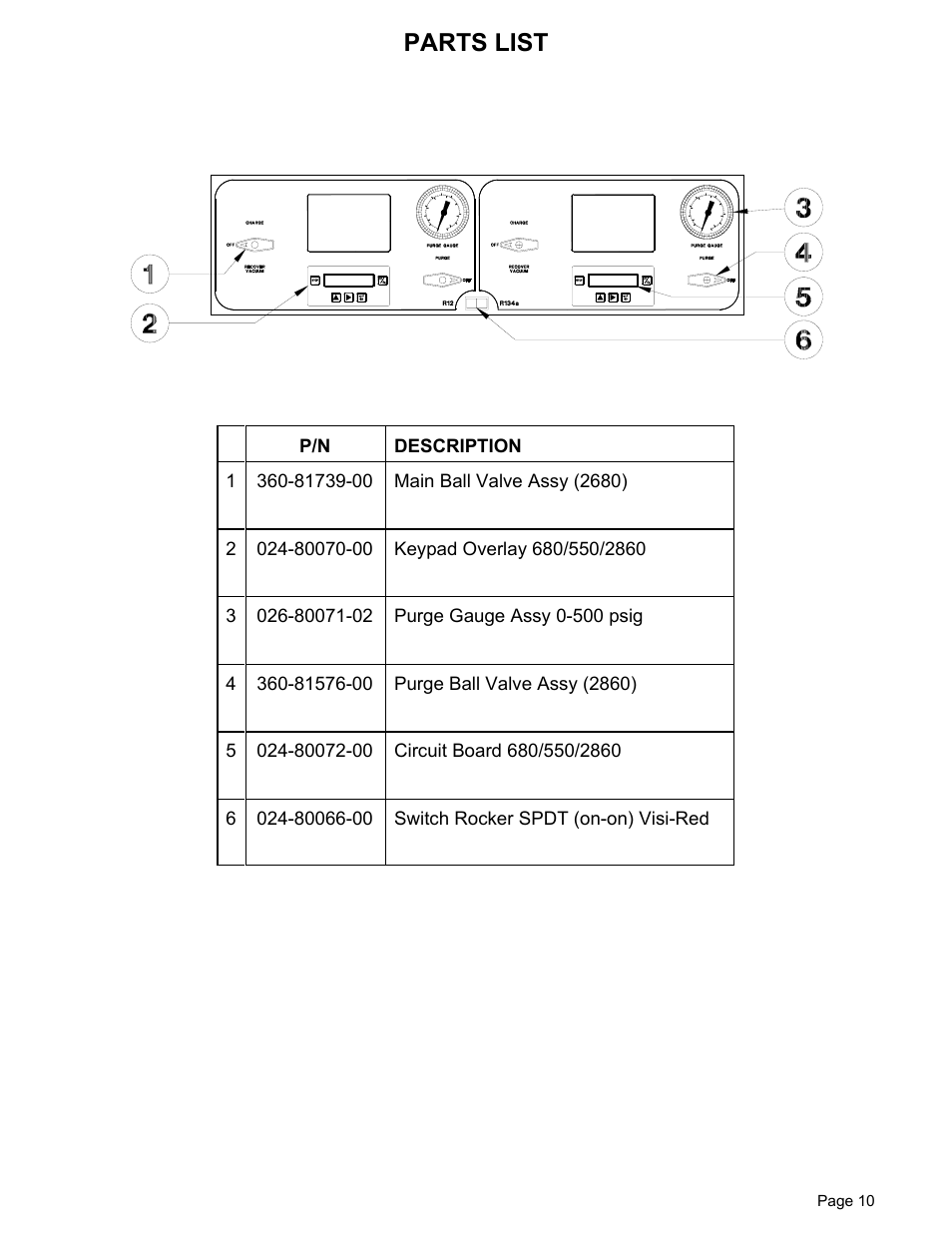 Parts list | MAHLE RTI RHS2680 User Manual | Page 12 / 13