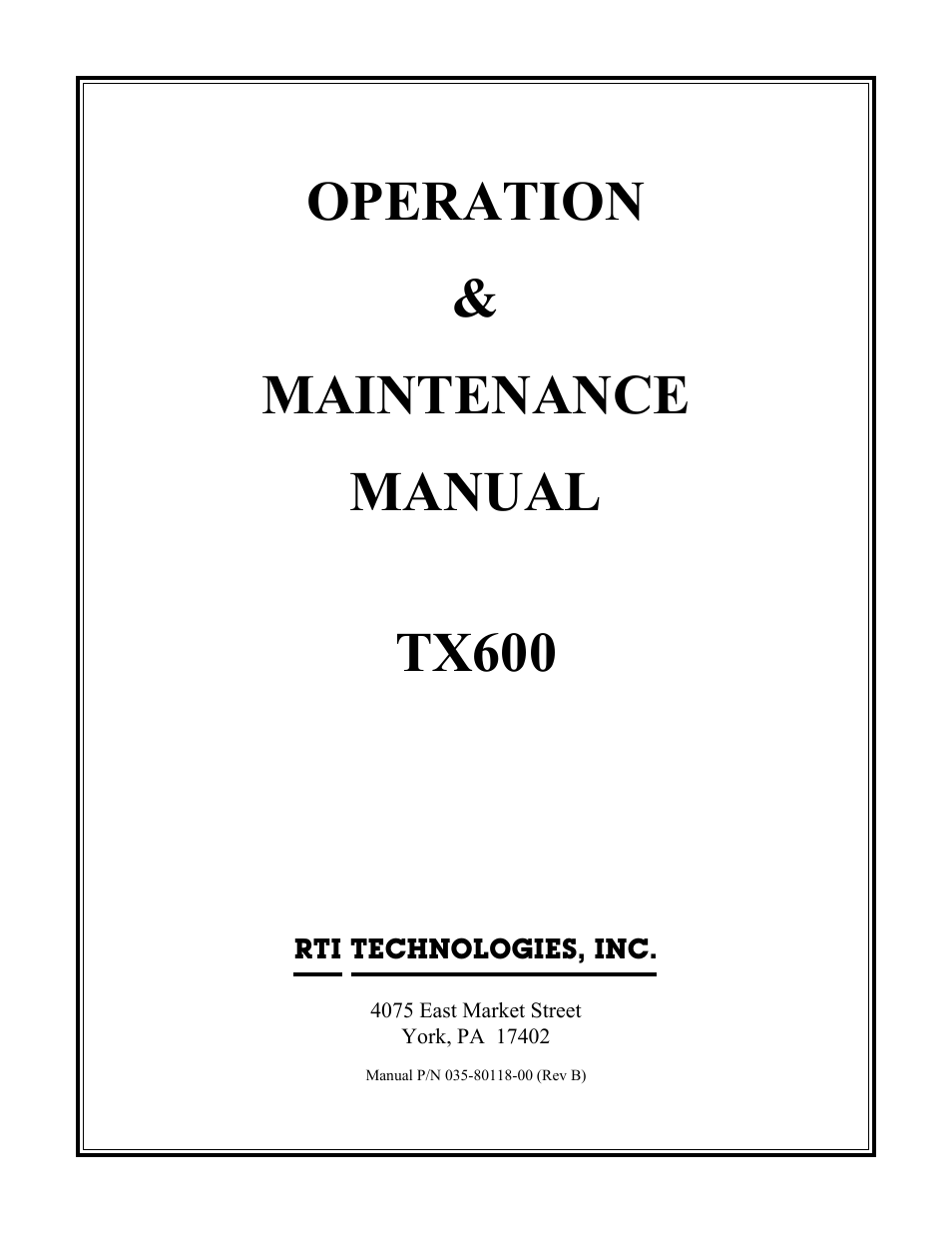 MAHLE RTI TX600 User Manual | 18 pages