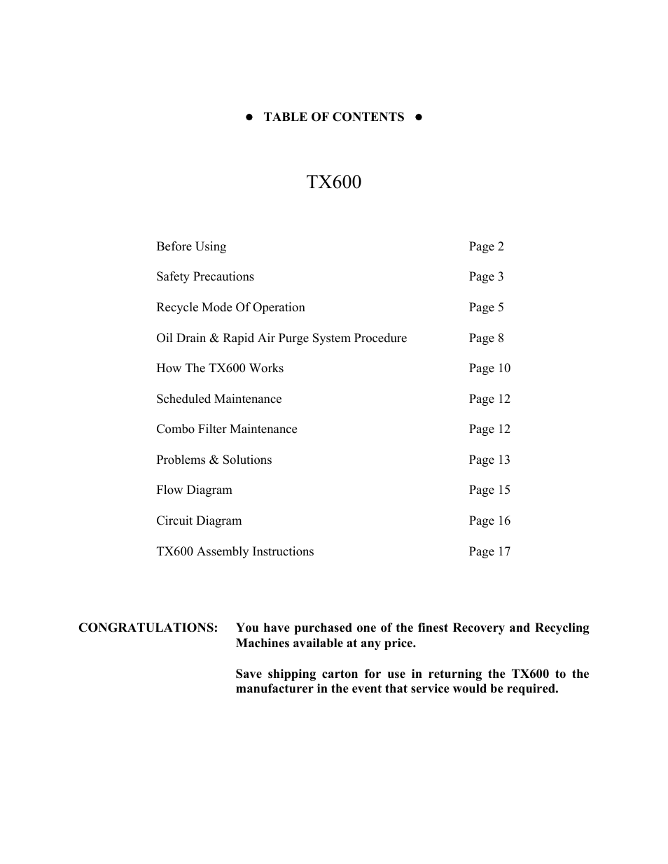 Tx600 | MAHLE RTI TX600 User Manual | Page 2 / 18