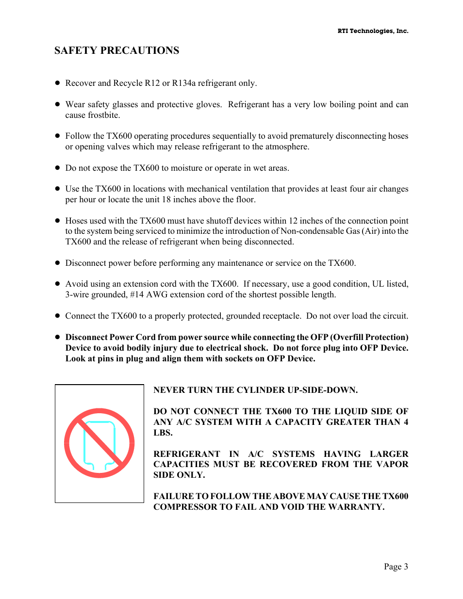 Safety precautions | MAHLE RTI TX600 User Manual | Page 4 / 18
