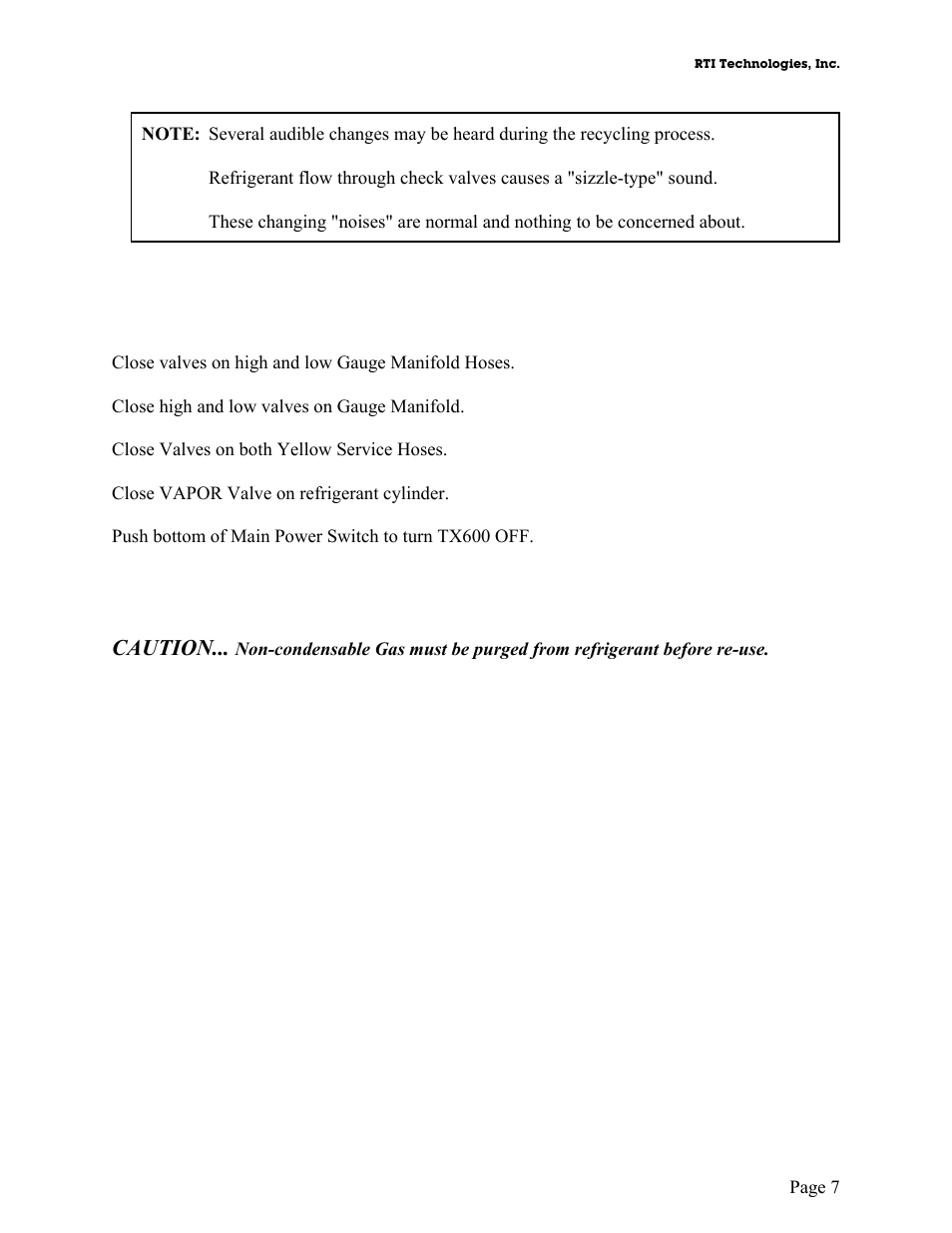 Caution | MAHLE RTI TX600 User Manual | Page 8 / 18