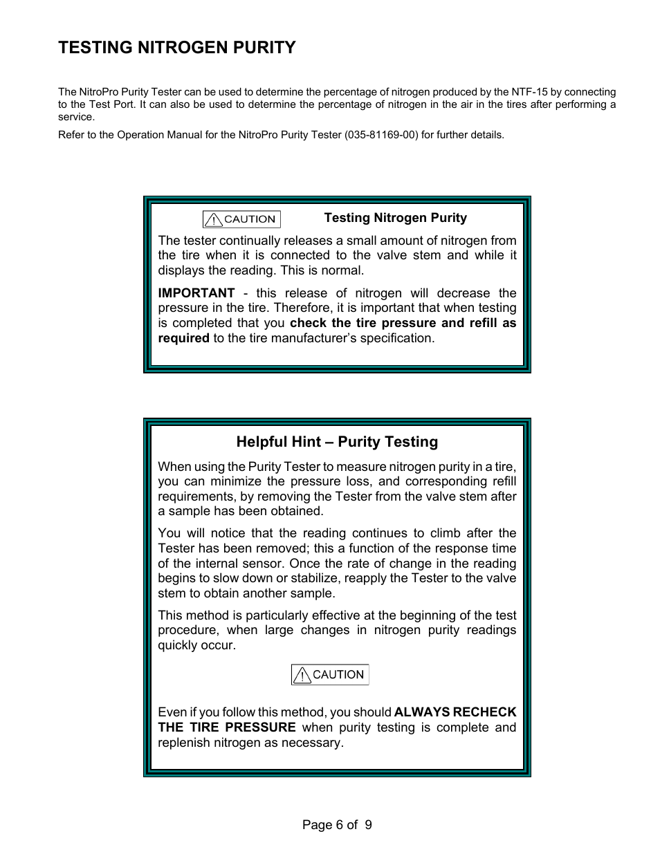 Testing nitrogen purity | MAHLE RTI NTF-15 User Manual | Page 8 / 11