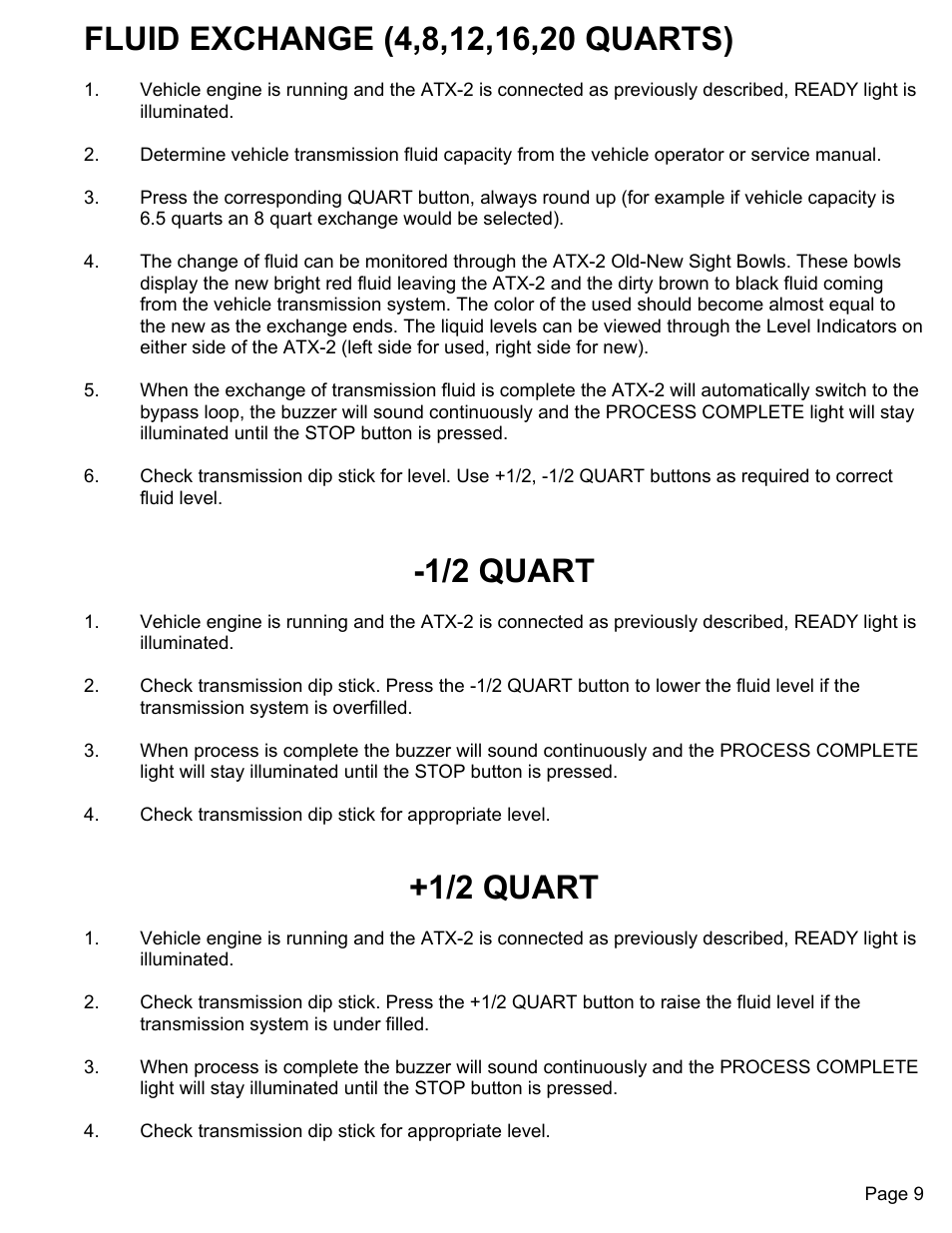1/2 quart | MAHLE RTI ATX-2PS (Rev B) User Manual | Page 10 / 15